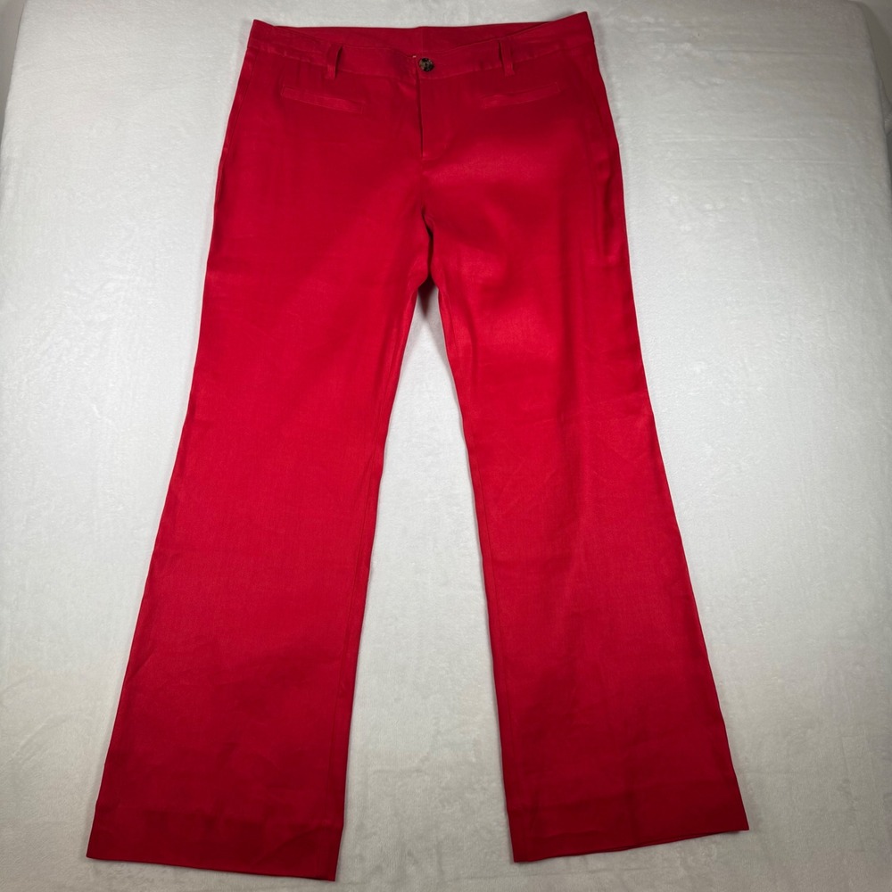 Cabi Womens 16 Red Valentine Trouser Wide Leg Linen Blend Pants 5503R Stretch - Picture 2 of 8